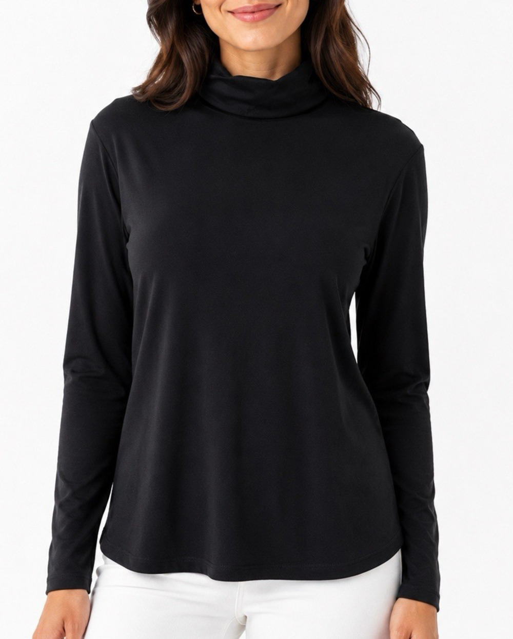 Les Copains Black Turtleneck Long Sleeve Viscose Pullover Top Blouse 40 6 S